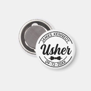 Aimant Usher personnalisé avec nom et date Mariage person