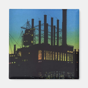 Aimant Usine de fabrication au coucher du soleil, Entrepr