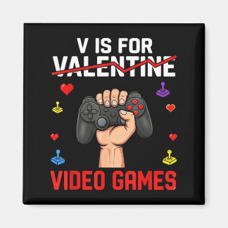Aimant V Is For Video Games Funny Game Lover Valentines 