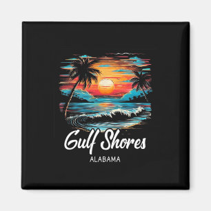 Aimant Vacances en famille Retro Sunset Alabama Gulf Shor
