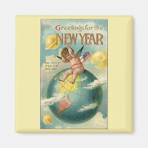 Aimant Vacances Vintage, Bonne Année