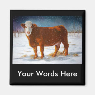 AIMANT VACHE DE BOUCHERIE DE HEREFORD : ART EN PASTEL