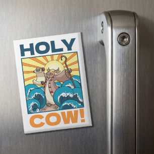 Aimant Vache drôle Vache sacrée ! Jeu de mots visuel Dess