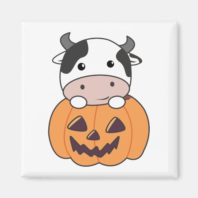 Aimant Vache En Vaches mignonnes Citrouilles Heureux Aima (Devant)