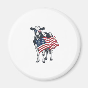 Aimant Vache patriotique Drapeau américain Gravure vintag