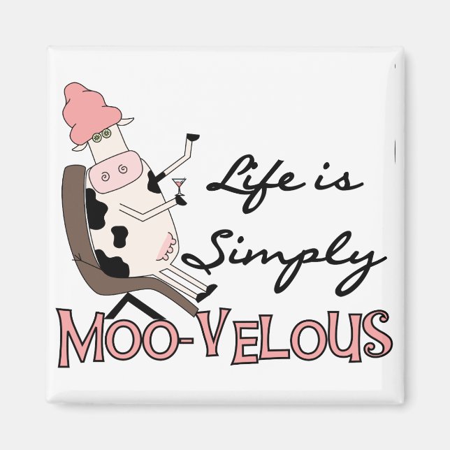 Aimant Vache Simply Tshirts et cadeaux Moo-velous (Devant)