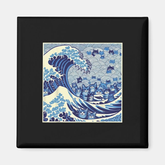 Aimant Vague De Chats Pour Kamala Drôle Dame Chat (Devant)