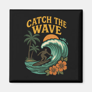Aimant Vague de surf vintage Vague Rétro Surfeur Plage