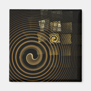 Aimant Vagues dorées hypnotiques Art abstrait moderne