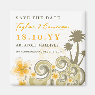 Aimant Vagues tropicales Plage d'Hibiscus Jaune Enregistr