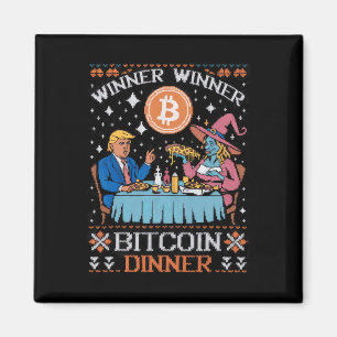 Aimant Vainqueur du dîner Bitcoin Ugly Trump Xmas Sweat
