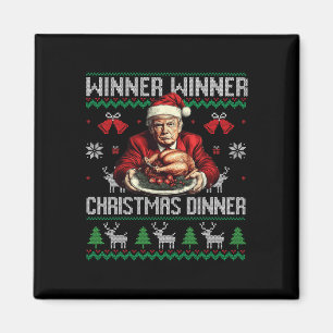 Aimant Vainqueur du dîner de Noël Père Noël Trump Ugly Sw