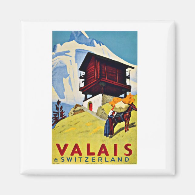 Aimant Valais Suisse Vintage voyage (Devant)