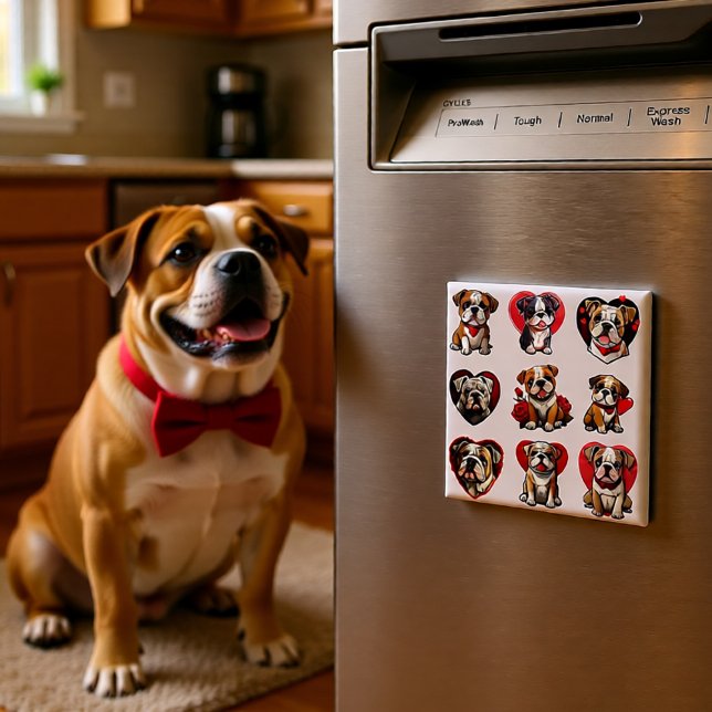 Aimant Valentine Bulldog (Bulldog Hearts & Roses Magnet)