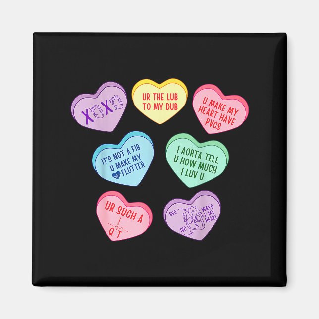 Aimant Valentine Cardiologist Hearts Candy Ekg Tech Telem (Devant)