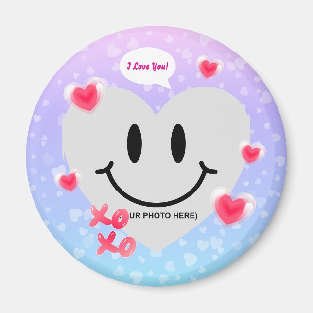 Aimant Valentine Verre Coeur Balloon Bubblegum Couple (Devant)