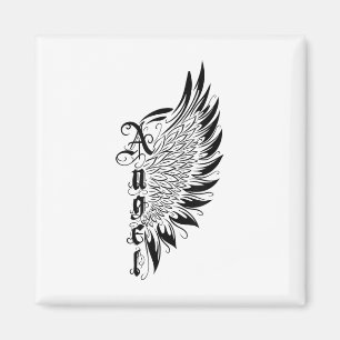 Aimant Valentines Ange de Jour Avec Ailes Tatouage Style 