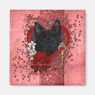Aimant Valentines - clé à mon coeur - cairn Terrier