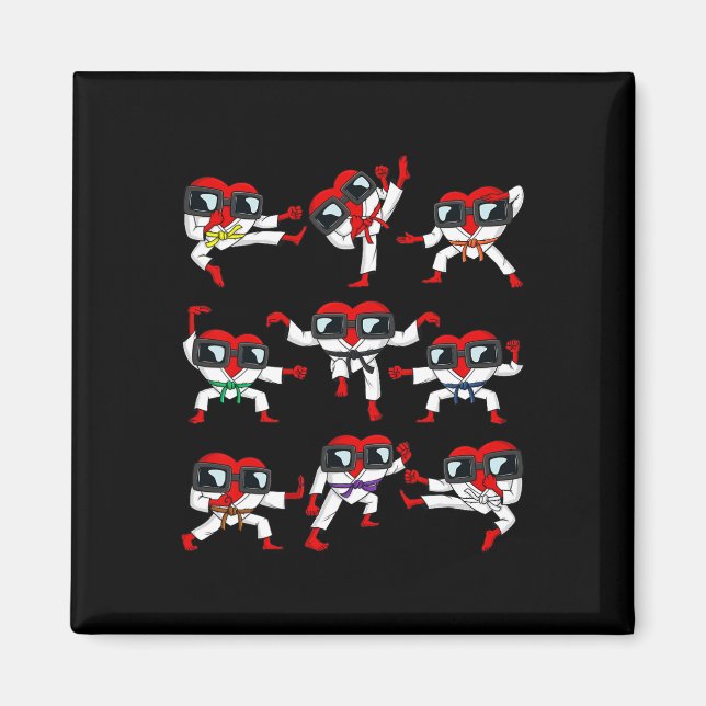 Aimant Valentines Jour Coeurs Karate Martial Arts Garçons (Devant)