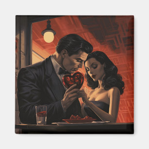 Aimant Valentines jour vintage rétro couple comique