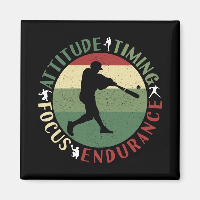 Aimant Valeurs d'équipe de baseball motivationnelles (Devant)