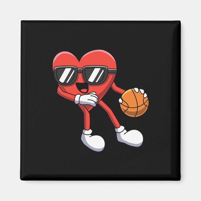 Aimant Vallentines amusantes Jour Coeur Jouer Basketball  (Devant)