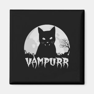 Aimant Vampire Chat Noir Halloween Avec Pleine lune - Vam
