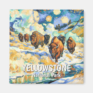 Aimant Van Gogh Hiver Yellowstone Faune Bison Vintage