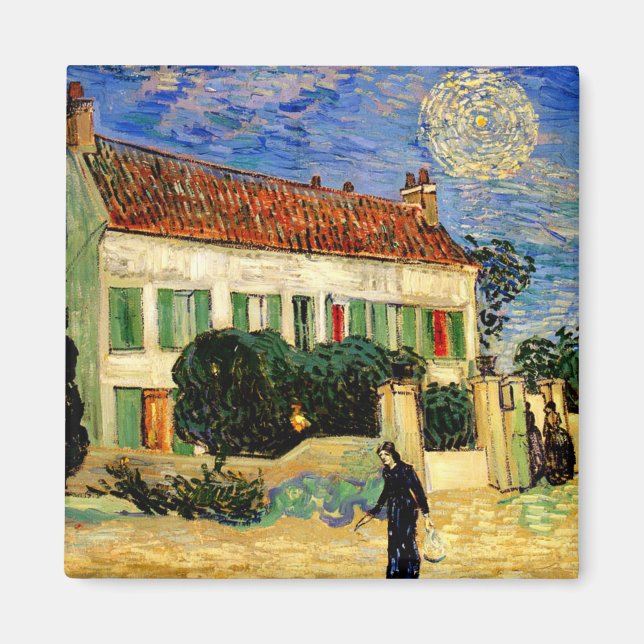 Aimant Van Gogh - Maison Blanche par nuit, (Devant)