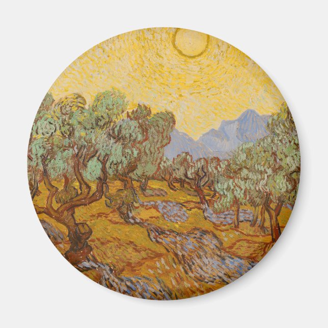 Aimant Van Gogh Olive Trees Soleil Jaune Ciel (Devant)