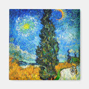 Aimant Van Gogh Road avec Cypress et Star