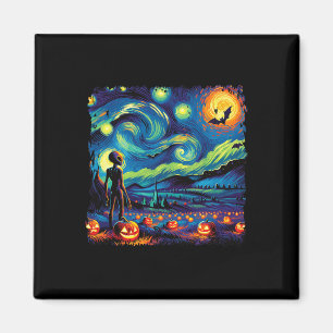 Aimant Van Gogh Starry Alien de nuit Homme Halloween Pum