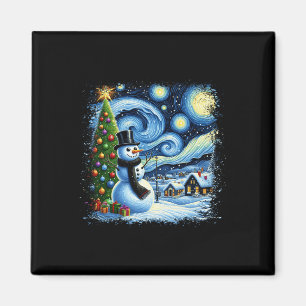 Aimant Van Gogh Starry Nuit de Noël Snowman Snowman Nigh