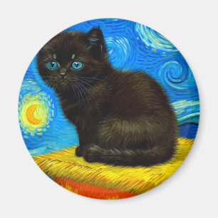 Aimant Van Gogh Style Starry Night Cat