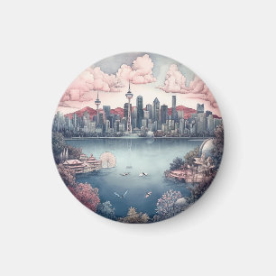 Aimant Vancouver City Canada Peinture de voyage