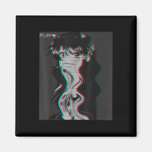 Aimant Vaporwave esthétique Triste Anime Girl Retro Eboy