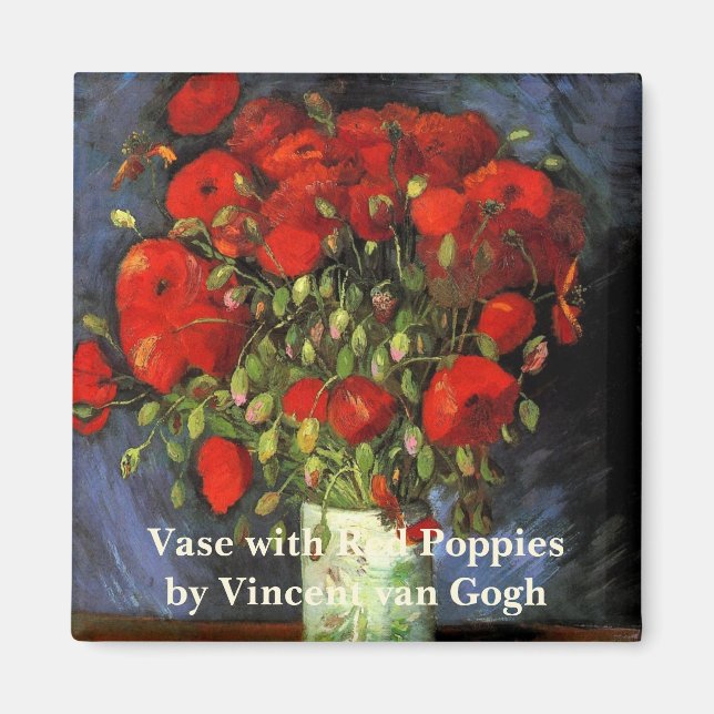 Aimant Vase avec des pavots rouges par Vincent van Gogh (Devant)