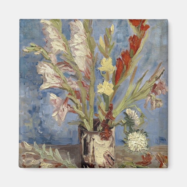 Aimant Vase avec Gladioli et chinois Asters par Van Gogh (Devant)