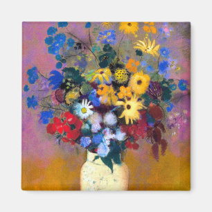 Aimant Vase blanc avec fleurs Odilon Redon