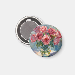 Aimant Vase de roses roses