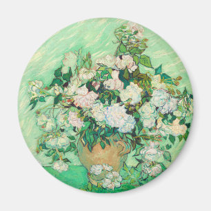 Aimant Vase de Vincent Van Gogh avec roses roses Art fin