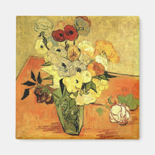 Aimant Vase japonais, Roses, Anémones par Vincent van Gog