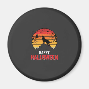 Aimant Vecteur de loup de coucher de soleil Halloween heu