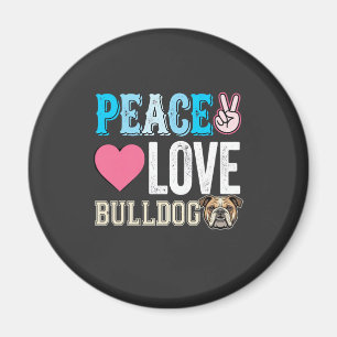 Aimant Vecteur Peace Love Bouledogue