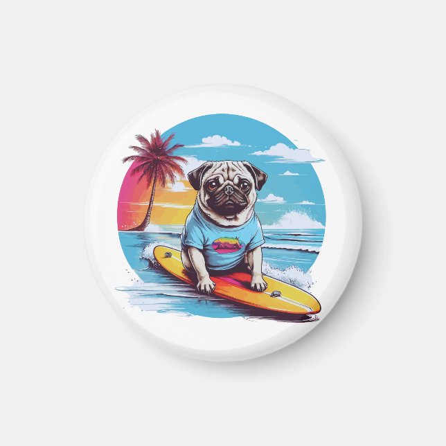 Aimant Vector dog surf dans les vagues (Devant)