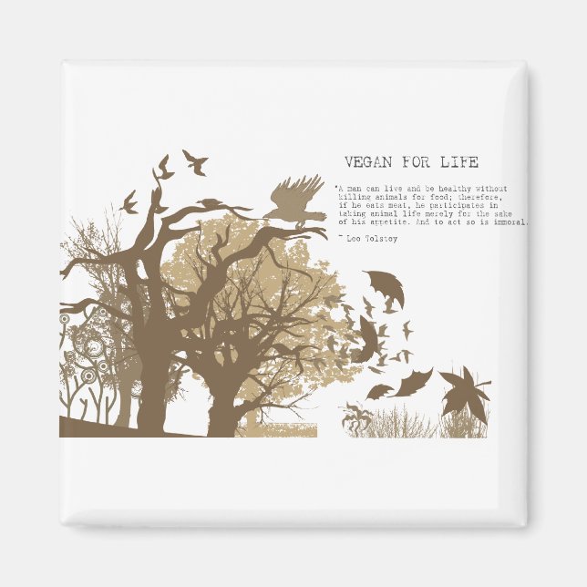 Aimant Vegan - Citation Tolstoï (Devant)