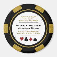 Vegas Black Gold Poker Chip Wedding Enregistrer La