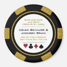 Vegas Black Gold Poker Chip Wedding Enregistrer La