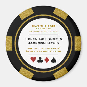 Aimant Vegas Black Gold Poker Chip Wedding Enregistrer La