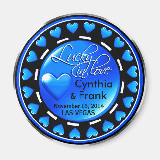 Aimant Vegas Lucky in Love Hearts Casino Chip blue